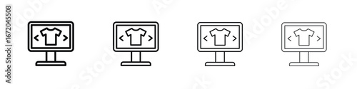 Online clothes shopping icons. line strokes simple icons