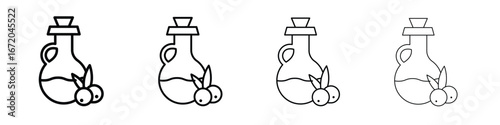 Olive oil icons. line strokes simple icons