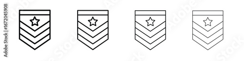 Military rank badge icons. line strokes simple icons