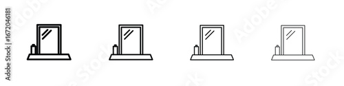 Makeup mirror icons. line strokes simple icons