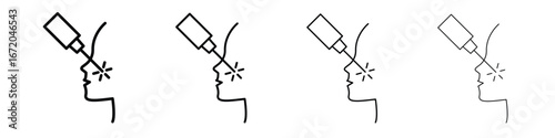 Laser anti aging beauty icons. line strokes simple icons