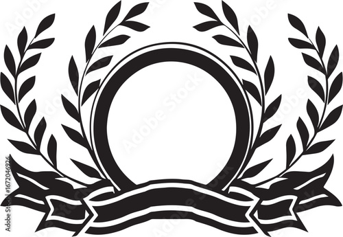 Elegant laurel wreath frame with ribbon for award design