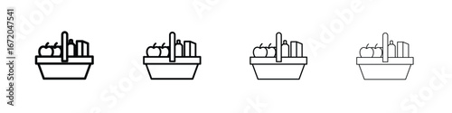 Grocery shopping icons. line strokes simple icons