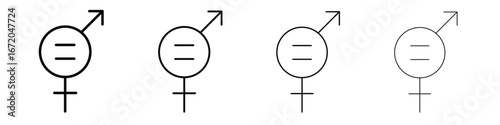 Gender equality icons. line strokes simple icons