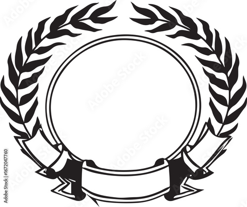 Elegant laurel wreath with blank banner for award
