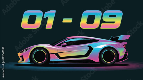 Vector illustration of a fast red sports car for transportation design