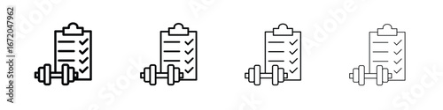 Fitness plan icons. line strokes simple icons
