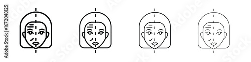 Facelifting procedure icons. line strokes simple icons