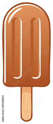 Chocolate Popsicle with Wooden Stick Sweet Frozen Treat Illustration