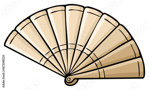 Elegant Folding Fan Isolated, Handheld Accessory for Cooling, Decoration or Performance