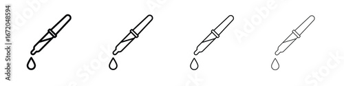 Dropper pipette icons. line strokes simple icons