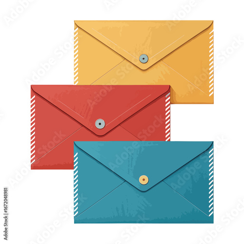Color Vector Icon of Envelopes – Office Mail Stationery Illustration