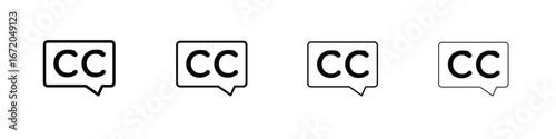 Closed caption icons. line strokes simple icons