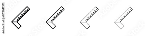 Carpenter ruler icons. line strokes simple icons