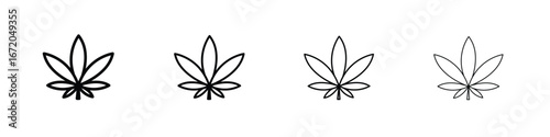 Cannabis leaf icons. line strokes simple icons