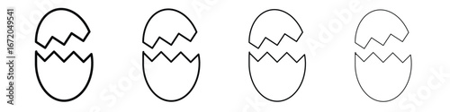 Broken egg icons. line strokes simple icons