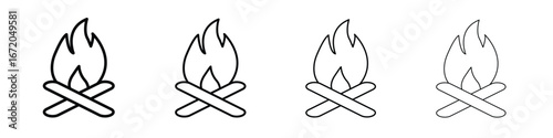 Bonfire icons. line strokes simple icons