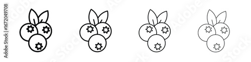 Blueberry icons. line strokes simple icons