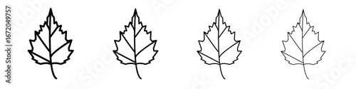 Birch leaf icons. line strokes simple icons