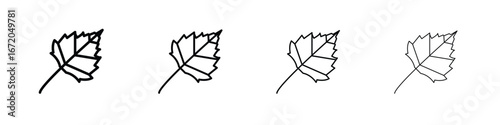 Birch leaf icons. line strokes simple icons