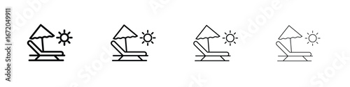 Beach chair icons. line strokes simple icons