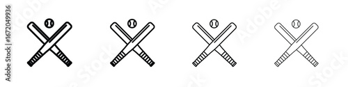 Baseball icons. line strokes simple icons