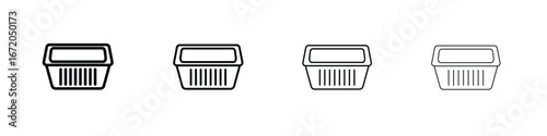 Aluminum foil food container icons. line strokes simple icons