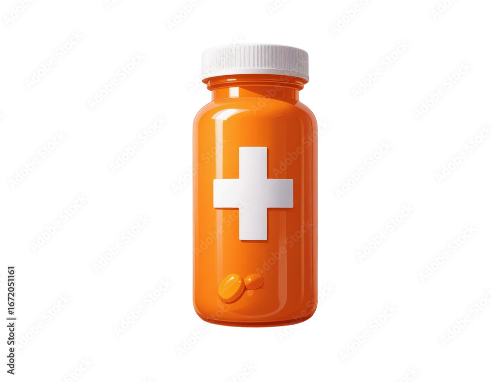 Fototapeta premium medicine bottle with pills on Transparent Background