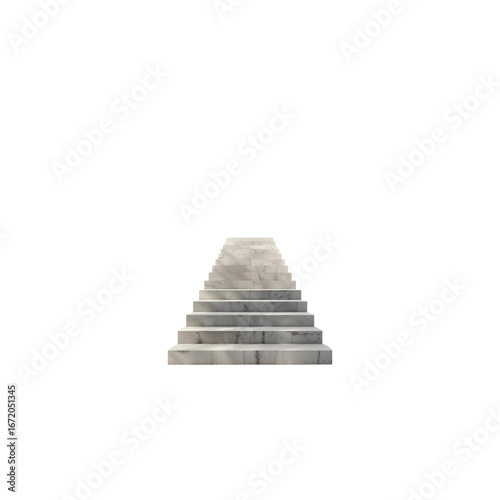 White stone staircase ascends in bright light. Creates stage for product photography, branding elements, or spiritual themed posters.