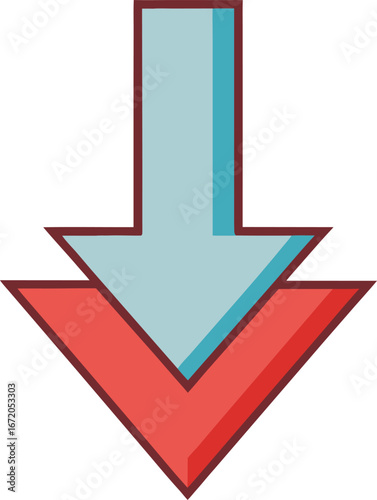 Vector illustration of a double down arrow, vector silhouette