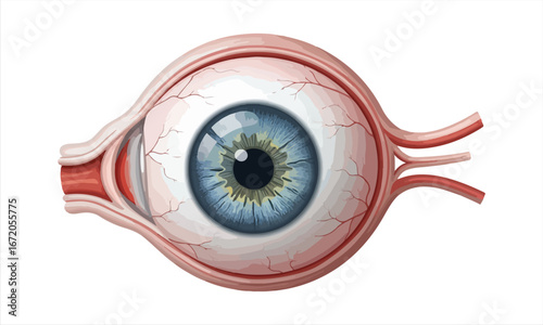 Human Vector eyeball anatomy detailed structure illustration - Vector Human Organs