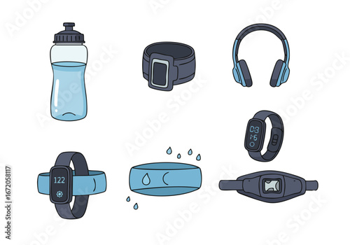 Essential Fitness Gear: Water Bottle, Smartwatches, Headphones, and Wearable Health Trackers for Active Lifestyles