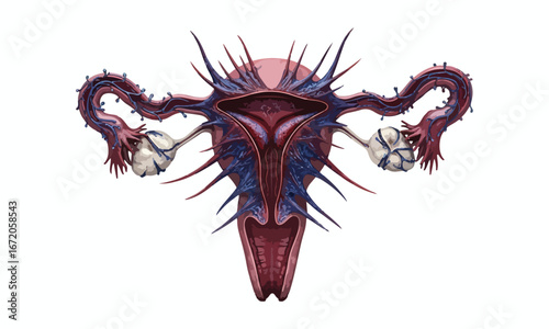 High Resolution Female Reproductive System Anatomy with Uterus, Ovaries, and Fallopian Tubes – Medical Education Illustration