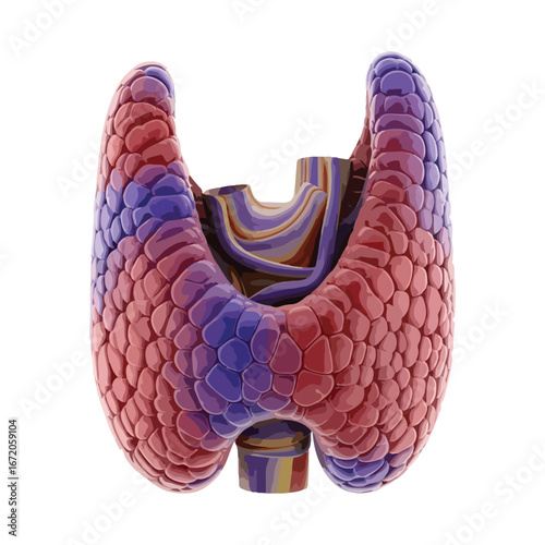 Abstract 3D Render of the Human Thyroid Gland – Vibrant Blue Design for Medical Science and Educational Use
