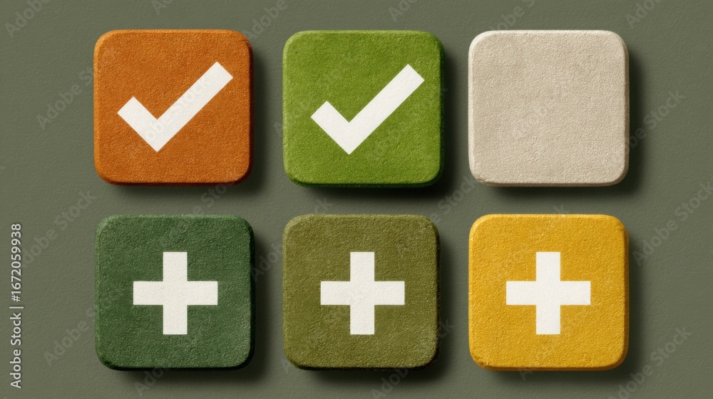 Obraz premium A set of four different colored buttons arranged neatly to showcase variety and options for interactive design elements