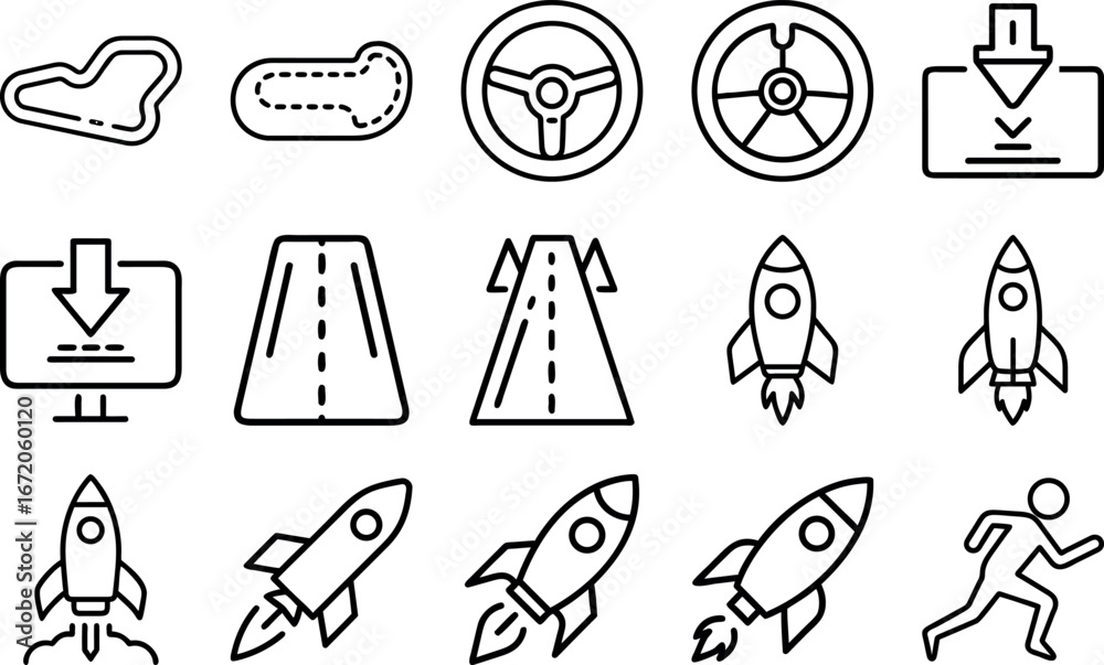 Fototapeta premium Set of Speed Icons on White Background