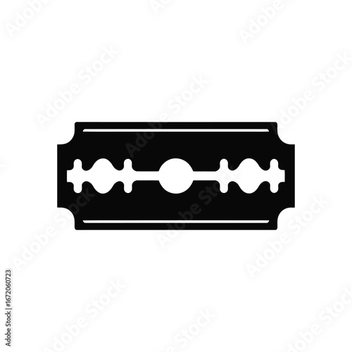 Black silhouette of a double edge razor blade on a white background