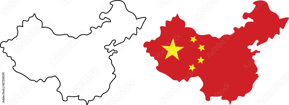 Naklejka premium China map icon collection, China map vector set. 