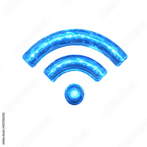 Futuristic Glowing Blue Wi-Fi Signal Connection Technology Image