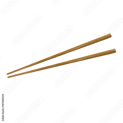 Wooden chopsticks resting on white ceramic holder with green accent flat minimal vector illustration
