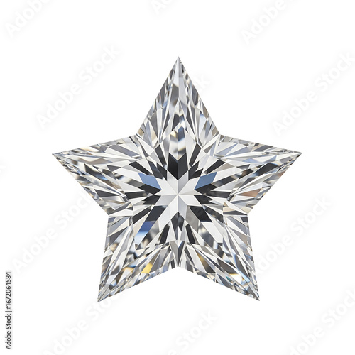 Sparkling Star Shaped Diamond Gemstone Isolated on Black Background Luxury Jewelry Concept
