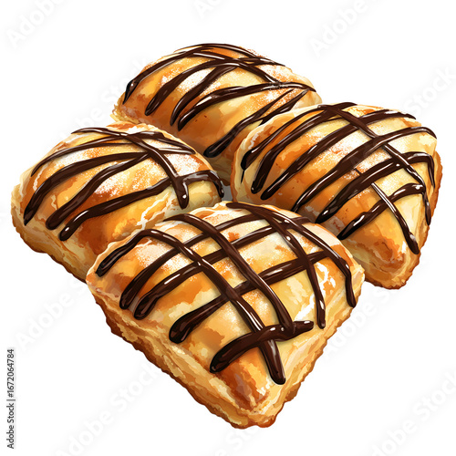 Decadent Chocolate Drizzled Pastry Treats Stock Photo