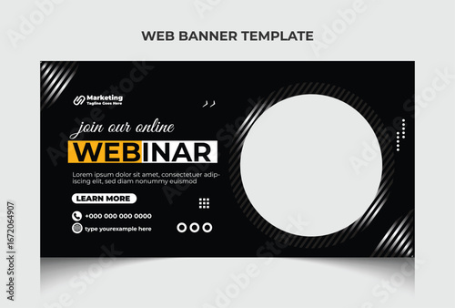 Multipurpose company live webinar web banner template and youtube thumbnail template design. Webinar web banner or video thumbnail template design.
