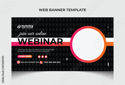 Corporate business live webinar web banner template and youtube thumbnail template design. Webinar web banner or video thumbnail template design.