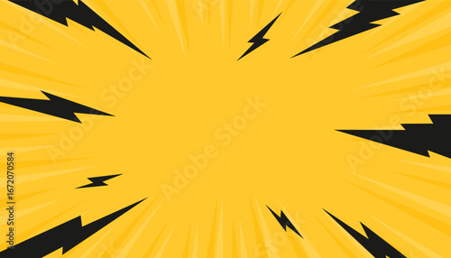 yellow ray with black thunder background vector