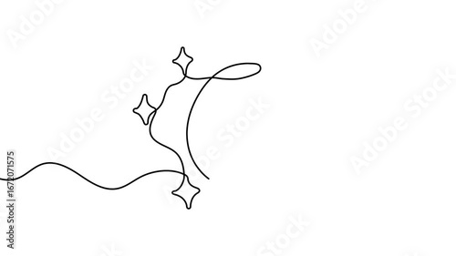 Animation of a single line drawing of moon. Continuous contour movement of a moon. Continuous video with one line.