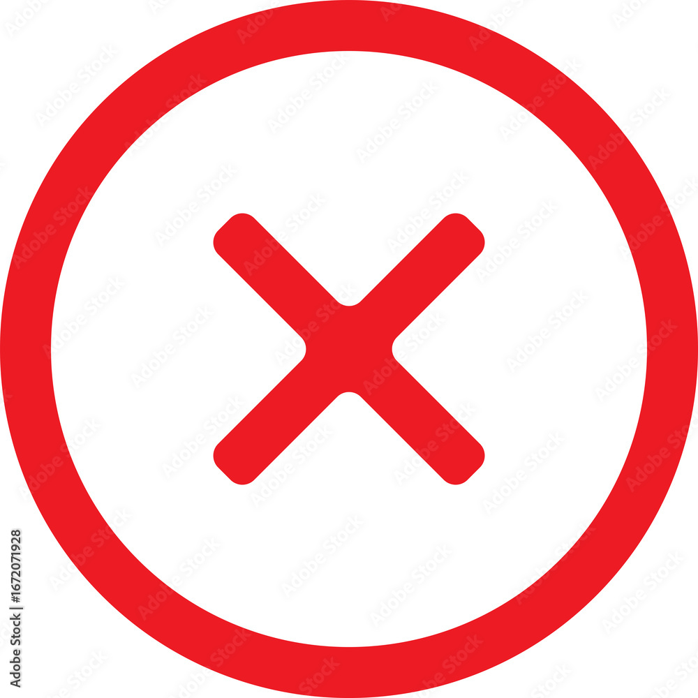 Obraz premium Red circle with an X inside, indicating cancellation or error.