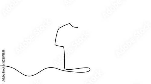 Animation of a single line drawing of t-shirt. Continuous contour movement of a t-shirt. Continuous video with one line.