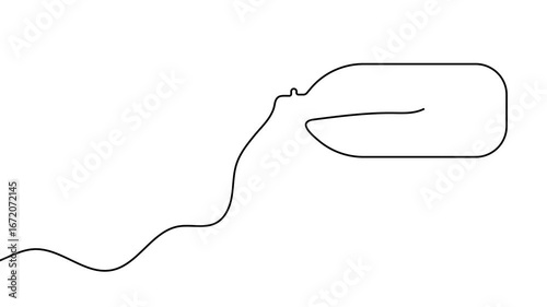 Animation of a single line drawing of canister with pouring liquid. Continuous contour movement of a canister with pouring liquid. Continuous video with one line.