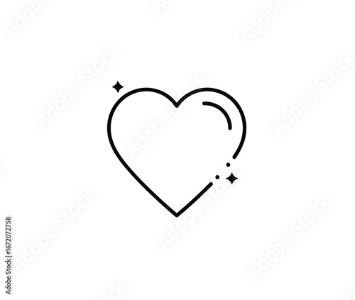 Wishlist heart representing online shopping favorite products and customer preference